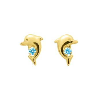 Boucles d'oreilles enfant - topaze - Or 18 Carats - Dauphin