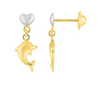 Boucles d'oreilles enfant  - Or 18 Carats - Dauphin