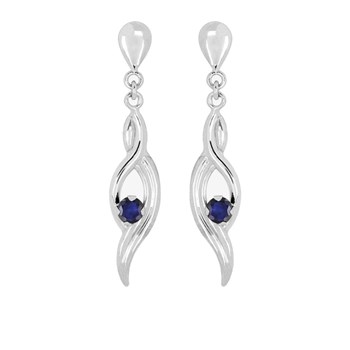 Boucles d'oreilles femme pendantes - saphir - Or 18 Carats