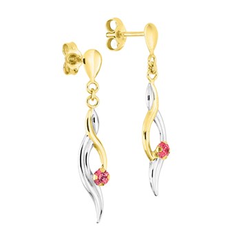 Boucles d'oreilles femme pendantes bicolores - rubis - Or 18 Carats
