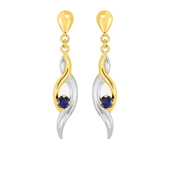 Boucles d'oreilles femme pendantes Bicolores - saphir - Or 18 Carats