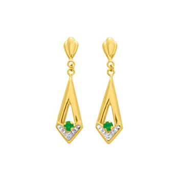 Boucles d'oreilles femme pendantes - émeraude - Or 18 Carats