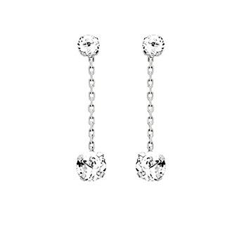 Boucles d'oreilles femme pendantes - Oxyde de zirconium - Or 18 Carats