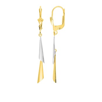 Boucles d'oreilles femme pendantes bicolores - Or 18 Carats