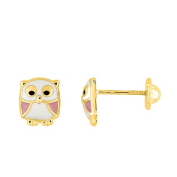 Boucles d'oreilles enfant - Or 18 Carats - Hibou