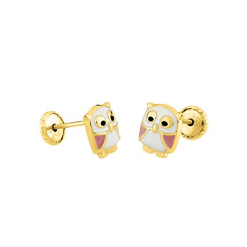 Boucles d'oreilles enfant - Or 18 Carats - Hibou