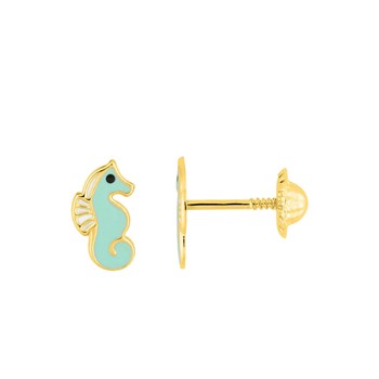 Boucles d'oreilles enfant - Or 18 Carats - Hippocampe
