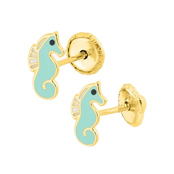 Boucles d'oreilles enfant - Or 18 Carats - Hippocampe