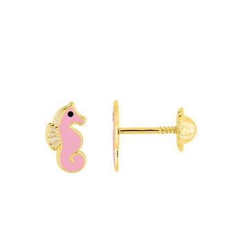 Boucles d'oreilles enfant - Or 18 Carats - Hippocampe