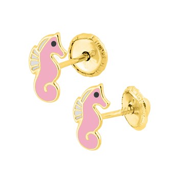 Boucles d'oreilles enfant - Or 18 Carats - Hippocampe