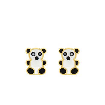 Boucles d'oreilles enfant - Clou - Or 18 Carats - Panda