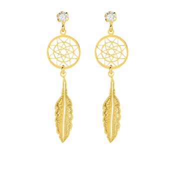 Boucles d'oreilles femme pendantes - Oxyde de zirconium - Or 18 Carats