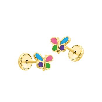 Boucles d'oreilles enfant - Or 18 Carats - Papillon