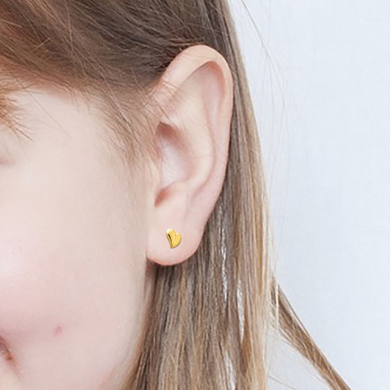 Boucles d'oreilles enfant - Or 18 Carats - coeur - vue 3