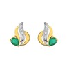 Boucles d'oreilles femme bicolores - Emeraude - Or 18 Carats - vue V1