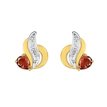 Boucles d'oreilles femme bicolores - Rubis - Or 18 Carats