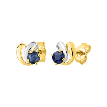 Boucles d'oreilles femme bicolores - Saphir - Or 18 Carats
