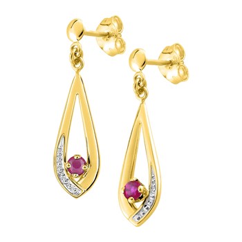 Boucles d'oreilles femme pendantes - Rubis - Or 18 Carats