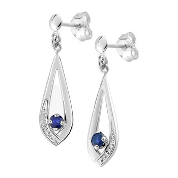 Boucles d'oreilles femme pendantes - Saphir - Or 18 Carats