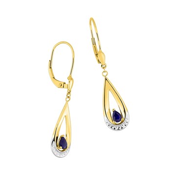 Boucles d'oreilles femme pendantes - Saphir - Or 18 Carats