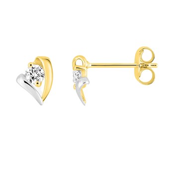 Boucles d'oreilles femme bicolores - Oxyde de zirconium - Or 18 Carats