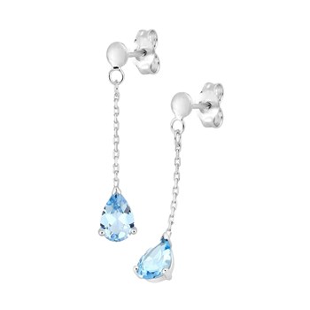 Boucles d'oreilles femme pendantes - Topaze - Or 18 Carats