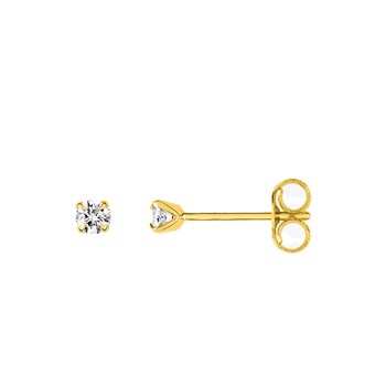 Boucles d'oreilles femme - Or 18 Carats - Oxyde de Zirconium - Diamètre : 2,5mm