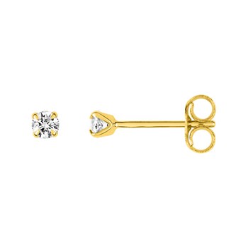 Boucles d'oreilles femme - Or 18 Carats - Oxyde de Zirconium - Diamètre : 2,5mm
