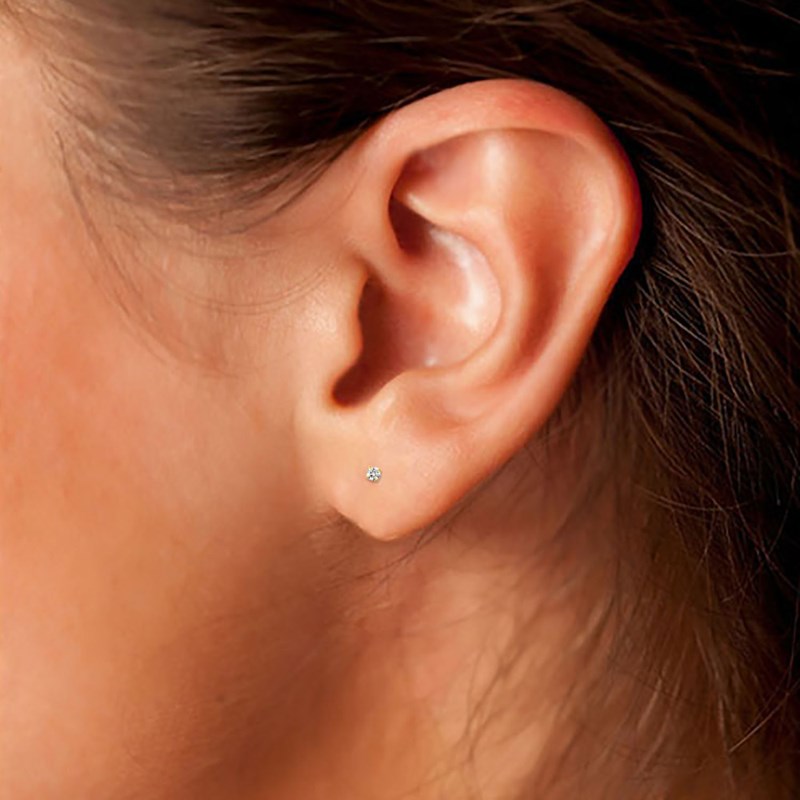 Boucles d'oreilles femme - Or 18 Carats - Oxyde de Zirconium - Diamètre : 2,5mm - vue 3