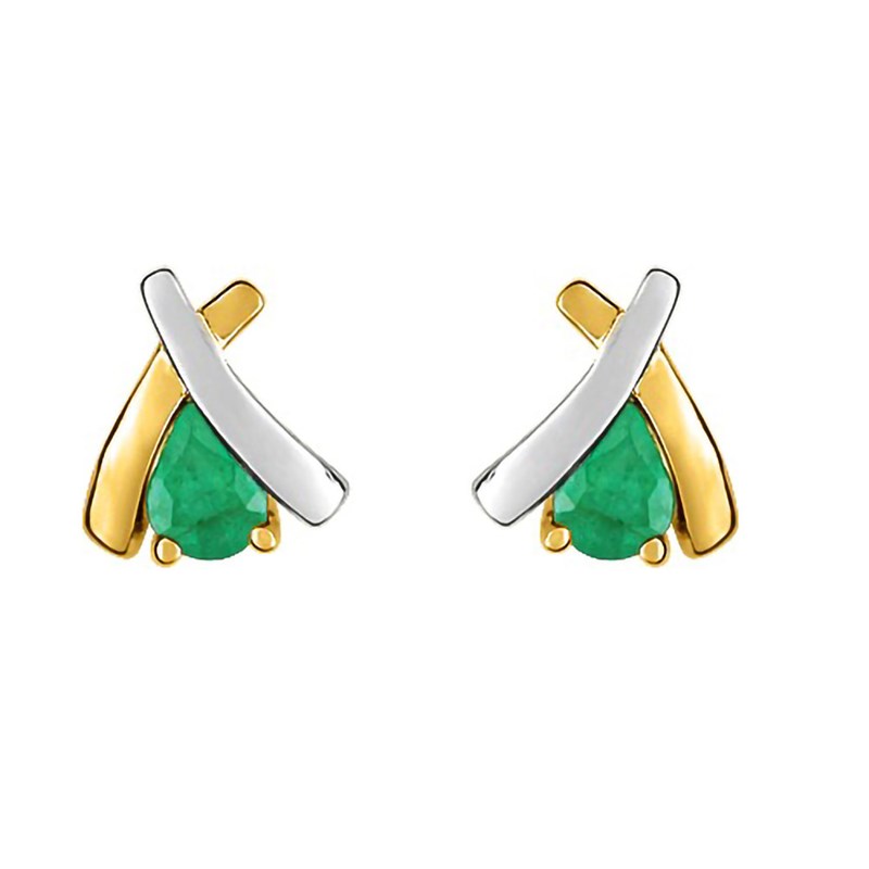 Boucles d'oreilles femme - Emeraude - Or 18 Carats