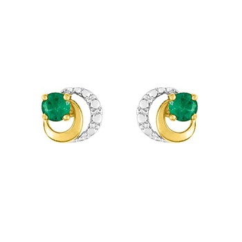 Boucles d'oreilles femme - Clou - Or 18 Carats - Emeraude