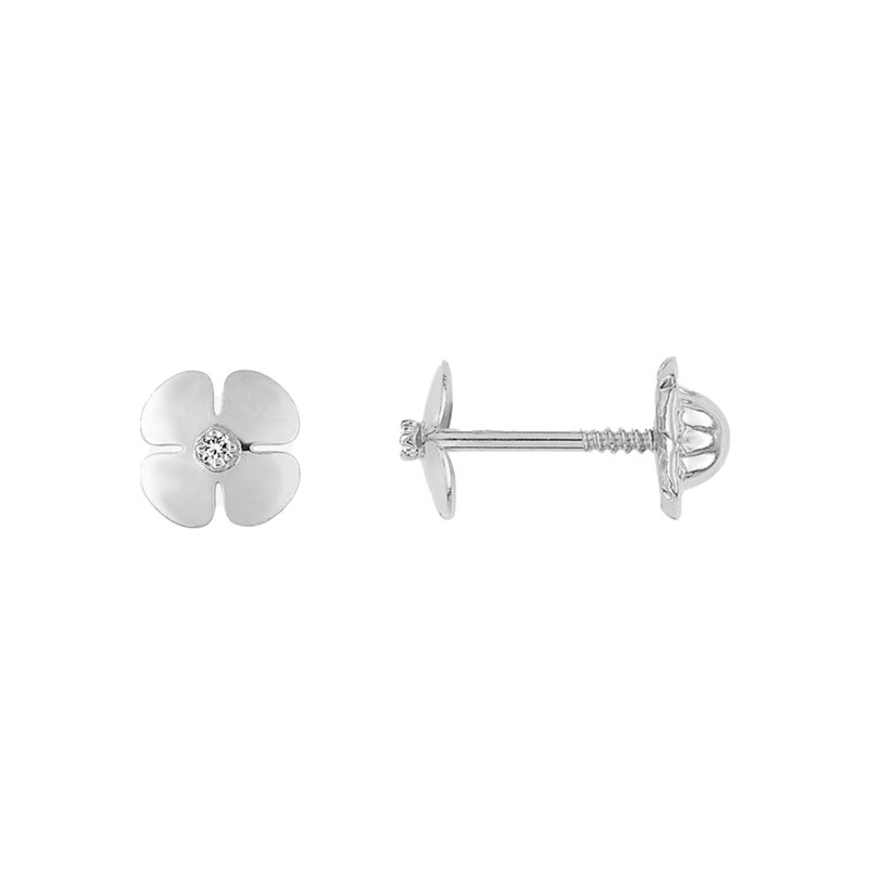 Boucles d'oreilles femme fleurs - oxyde de zirconium - Or 18 Carats