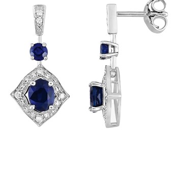 Boucles d'oreilles femme - Saphir et Diamant - Or 18 Carats