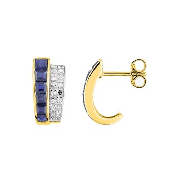 Créoles saphir et diamant Femme - Or 18 Carats