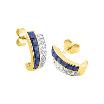 Créoles saphir et diamant Femme - Or 18 Carats