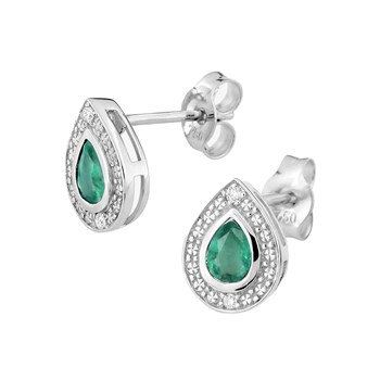 Boucles d'oreilles femme - Emeraude et Diamant - Or 18 Carats