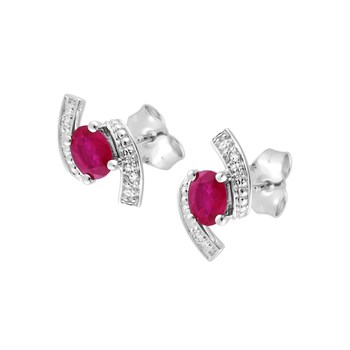 Boucles d'oreilles femme - Rubis et Diamant - Or 18 Carats