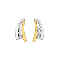 Boucles d'oreilles femme bicolores - Diamant - Or 18 Carats