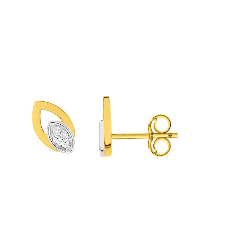 Boucles d'oreilles femme bicolores - Diamant - Or 18 Carats