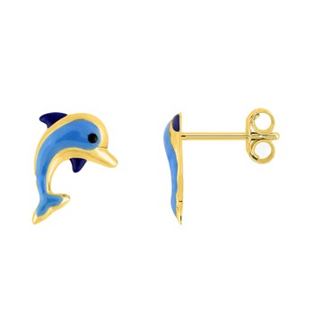Boucles d'oreilles Enfant - Or 18 Carats - Dauphin