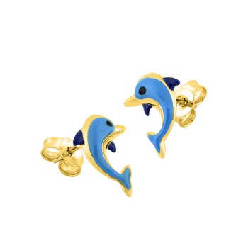 Boucles d'oreilles Enfant - Or 18 Carats - Dauphin