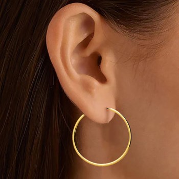 Créoles lisses Femme - Or 18 Carats - Diamètre 35mm