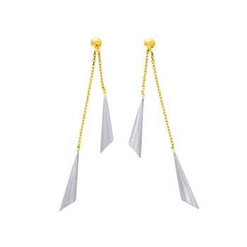 Boucles d'oreilles Femme pendantes bicolores - Or 18 Carats