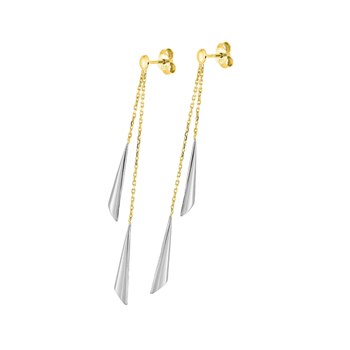 Boucles d'oreilles Femme pendantes bicolores - Or 18 Carats