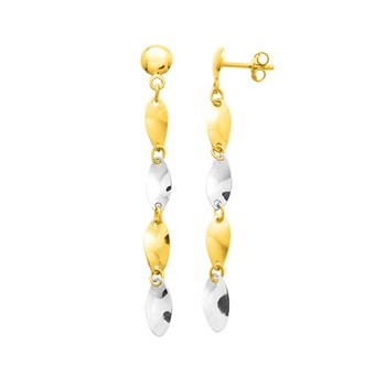 Boucles d'oreilles Femme pendantes bicolores - Or 18 Carats