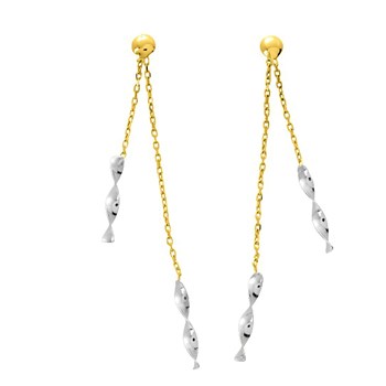 Boucles d'oreilles Femme pendantes bicolores - Or 18 Carats
