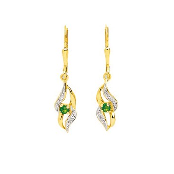 Boucles d'oreilles Femme pendantes - émeraude - Or 18 Carats