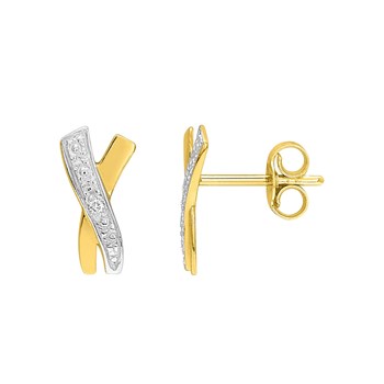 Boucles d'oreilles Femme bicolores - Or 18 Carats - Diamant 0,01 Carats