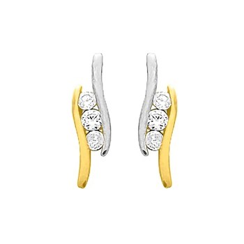 Boucles d'oreilles Femme bicolores - Oxyde de zirconium - Or 18 Carats