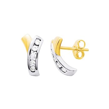 Boucles d'oreilles Femme bicolores - Oxyde de zirconium - Or 18 Carats